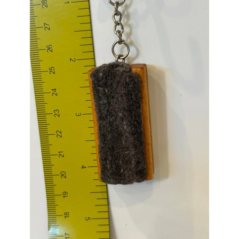 Vintage Wooden Eraser Keychain Learning Can Never Be Erased Teacher Apple Gift